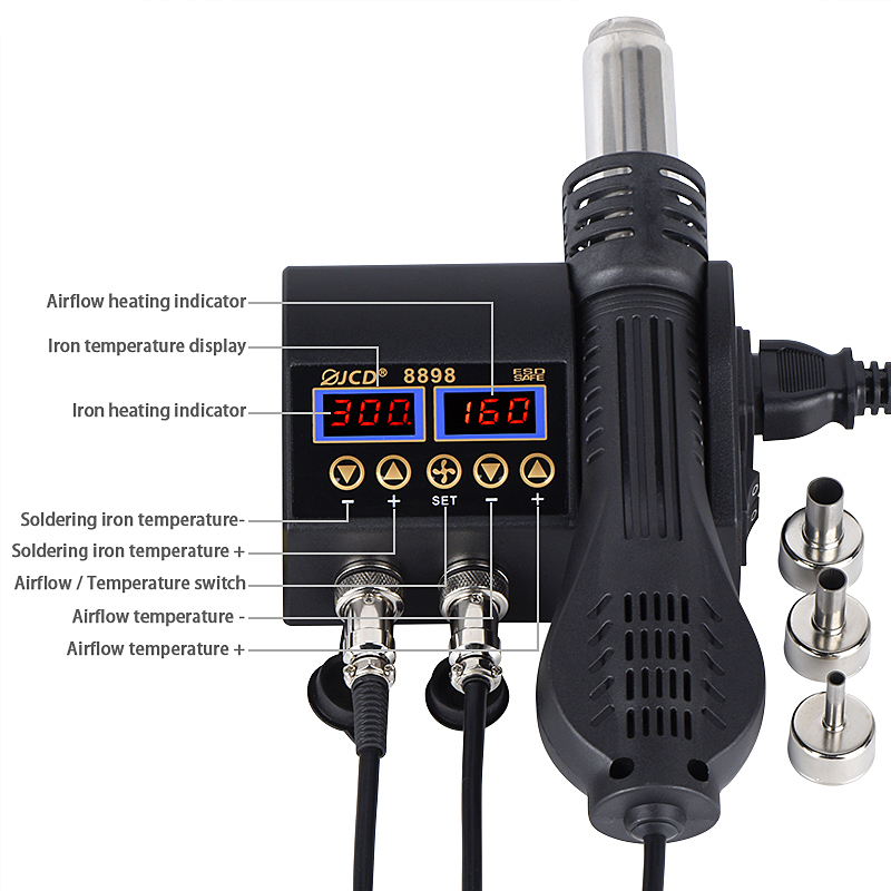 Estación de Soldadura JCD 2 en - 2 In 1 Soldering Rework Station 750W reseña y precio