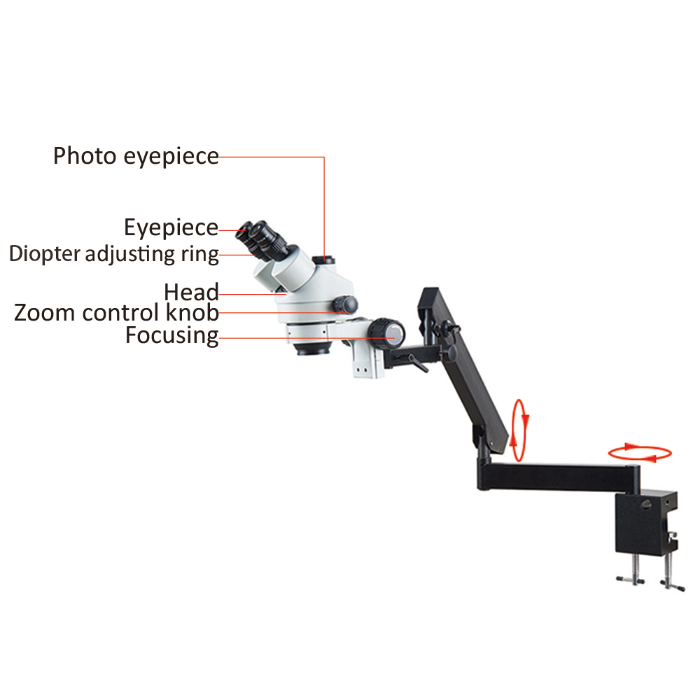Microscopio con Brazo Flexible - Trinocular Stereo Microscope 7X-45X reseña y precio